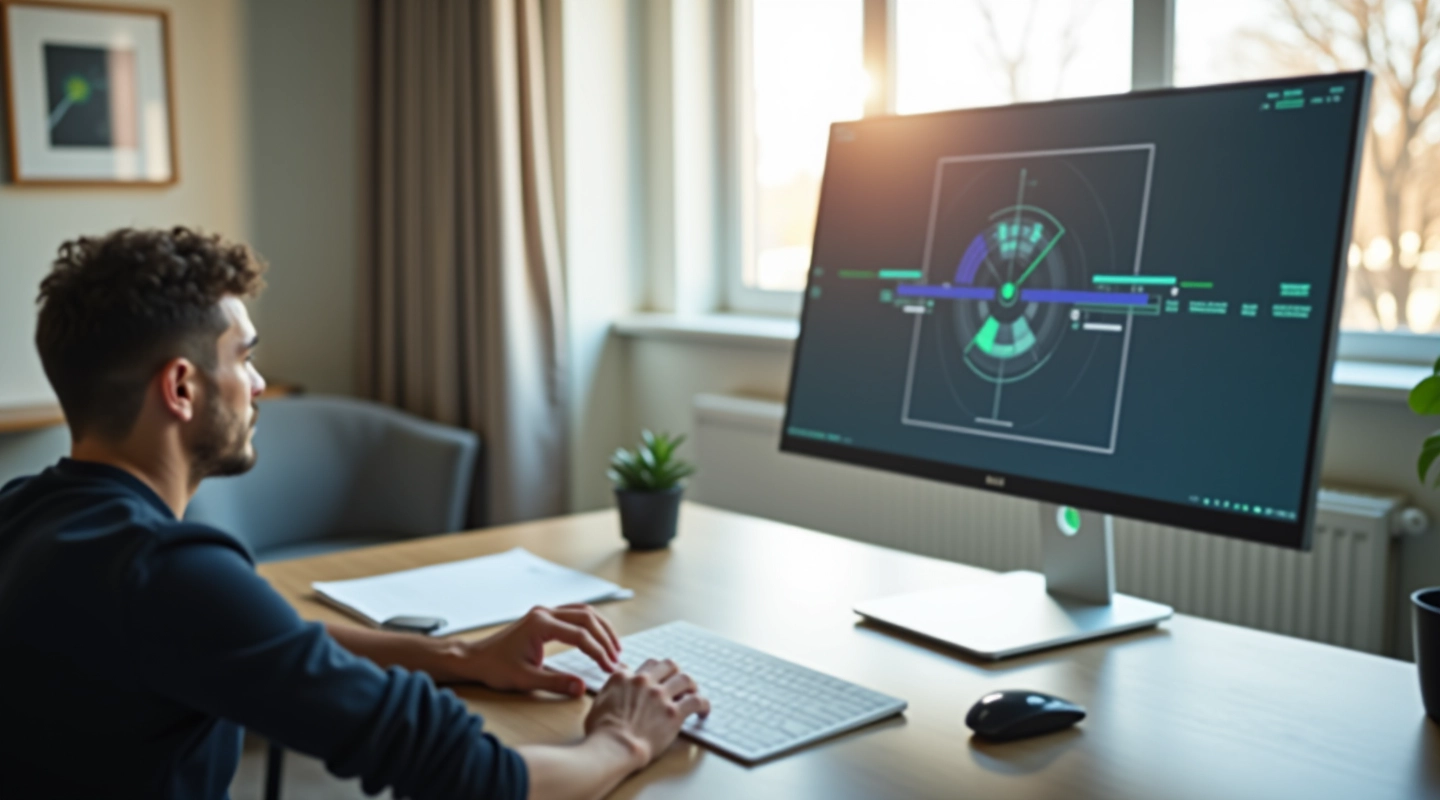 Spazio di lavoro moderno con configurazione di rete professionale