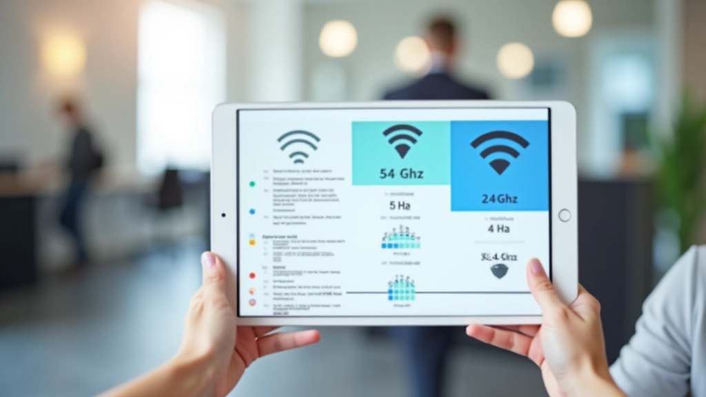 Visualizzazione grafica che mostra onde WiFi 5 GHz in rosso a raggio corto e onde 2.4 GHz in blu a raggio lungo da router al centro di una casa